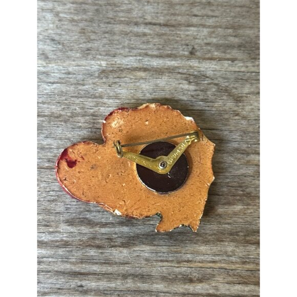 Vintage Ceramic Cherry And Leaf Pin Brooch - Picture 5 of 6